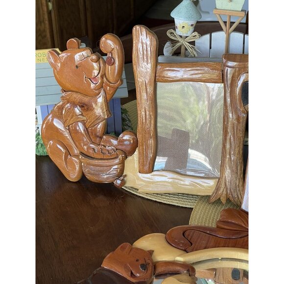 Vintage Winnie The Pooh Disney 3D Wood Frames Mirror SET of 3 - Picture 4 of 8